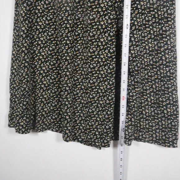 Madewell Women Button-Wrap Dress in Playground Posies Dress Size L Black Floral - Picture 14 of 16